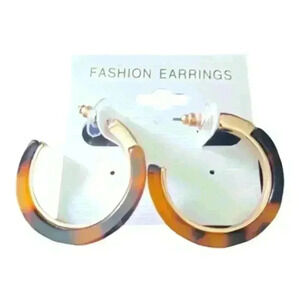 Gold and brown hoop earrings